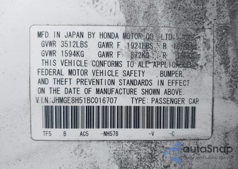 2011 Honda Fit Sport from USA, damaged, VIN JHMGE8H51BC016707